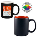 11 Oz. 2 Tone Satin Hilo Mug- Screen Printed (Black/Tangerine Orange)